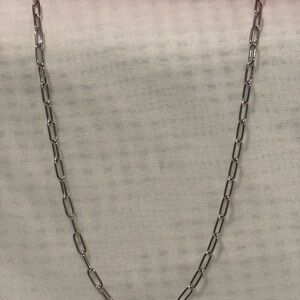 Rhodium over 925 sterling silver paper clip chain Necklace 20”